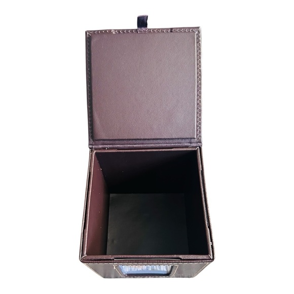 Leather Photo Picture Frame Cube Freestanding with Storage Cubby Brown - Picture 4 of 4